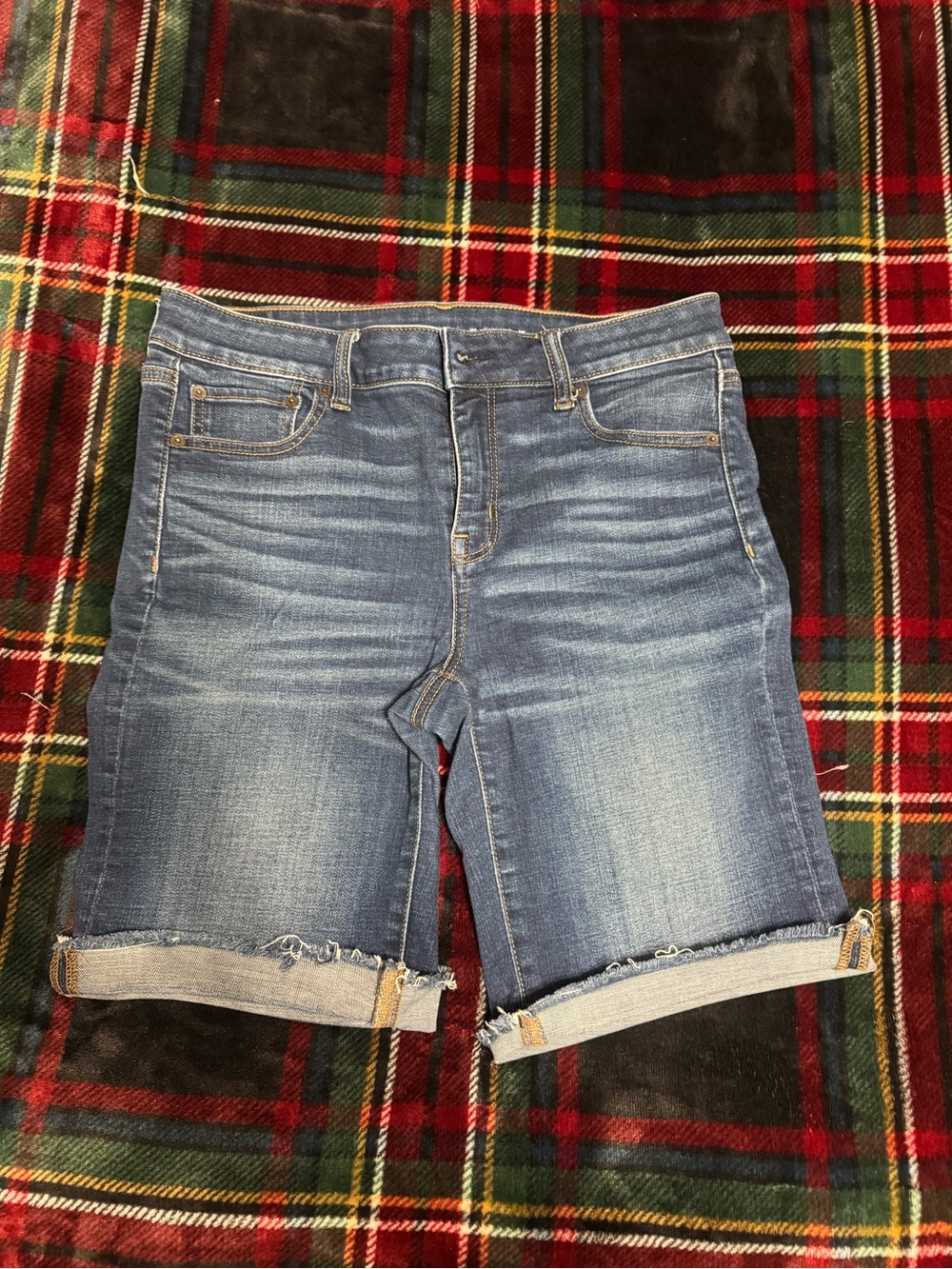 American Eagle Outfitters Medium Blue Rolled-Hem Denim Shorts